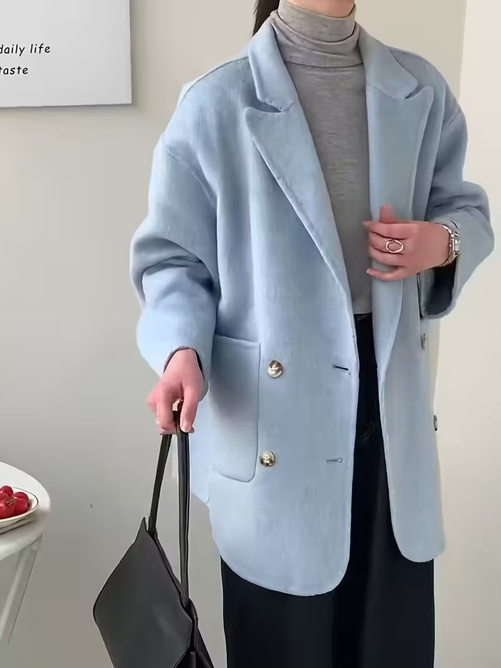 Women's Button-Front Coat with Patch Pockets