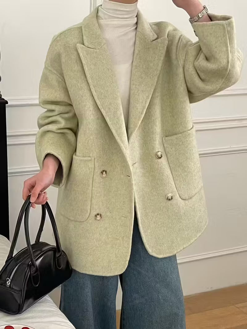 Women's Button-Front Coat with Patch Pockets