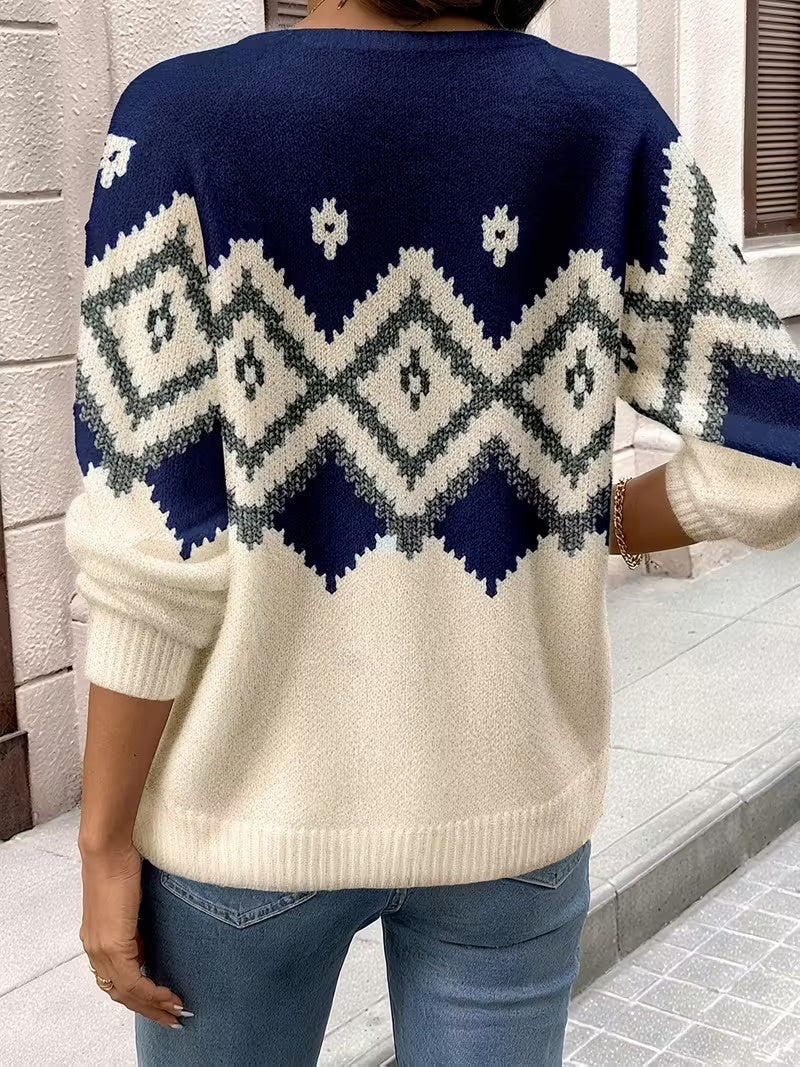 Women's Sweater with Zig-Zag Pattern