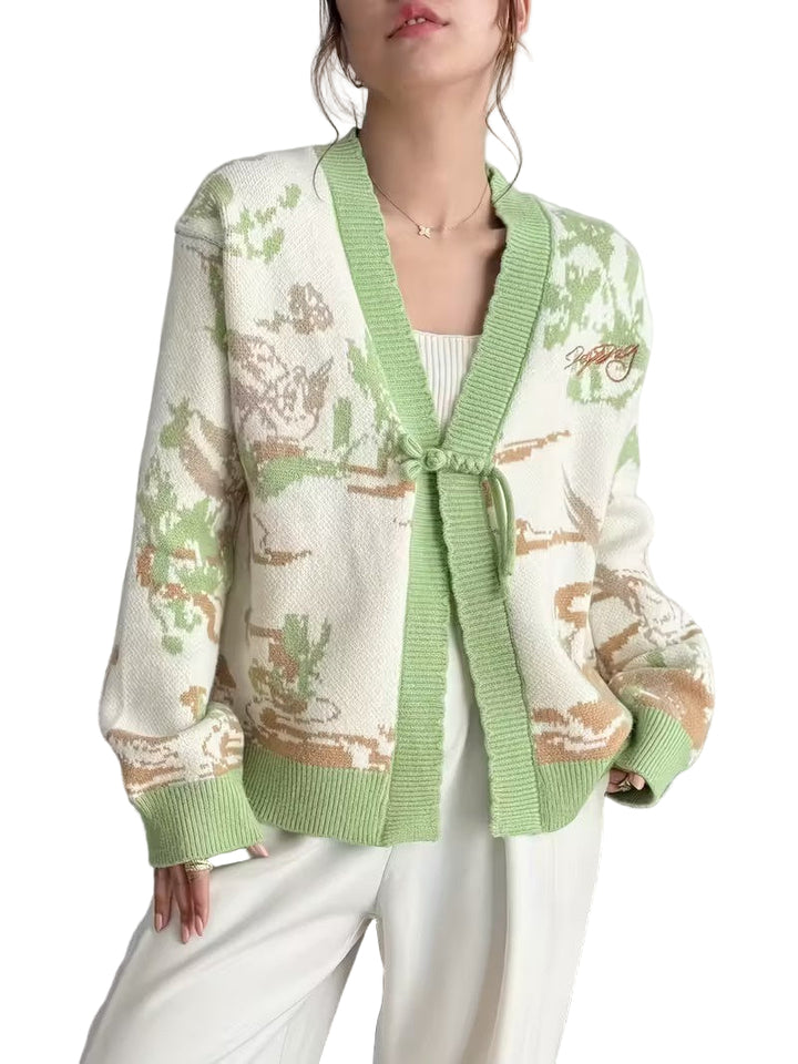 Women's Tie-Front V-Neck Cardigan