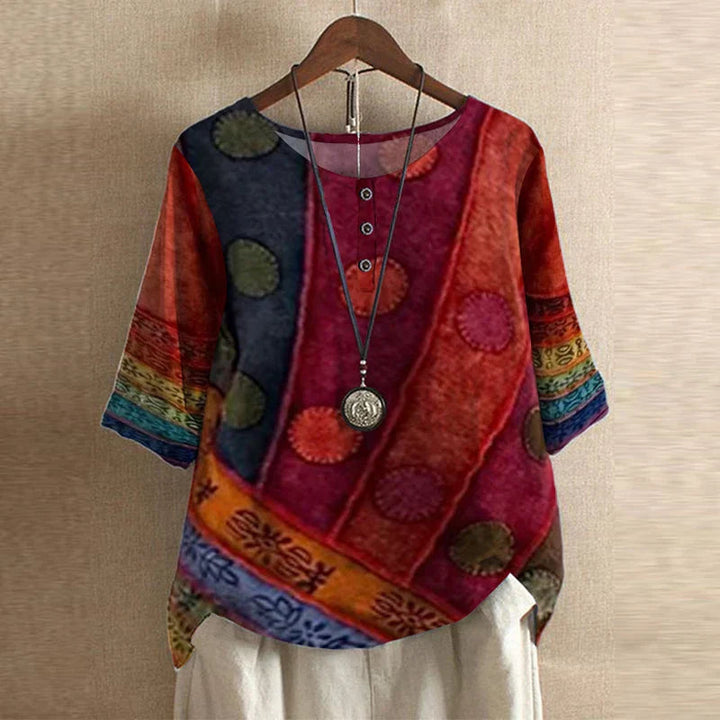 Women’s Half Sleeve Top with Round Neck and Button Detail