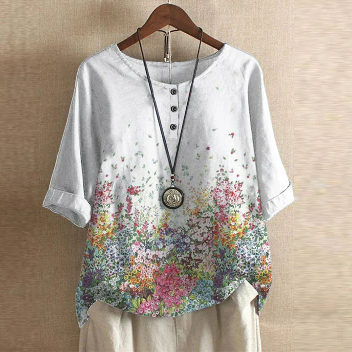 Women’s Half Sleeve Top with Round Neck and Button Detail