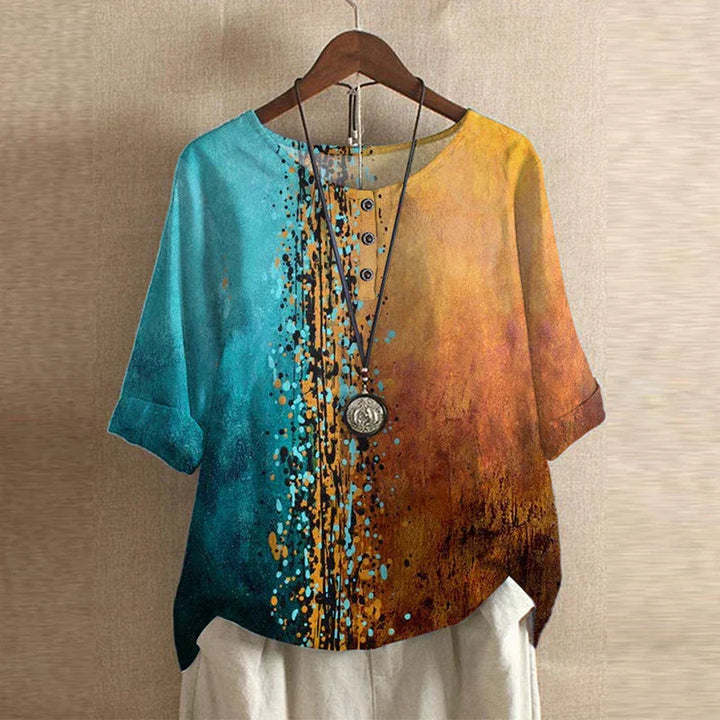 Women’s Half Sleeve Top with Round Neck and Button Detail