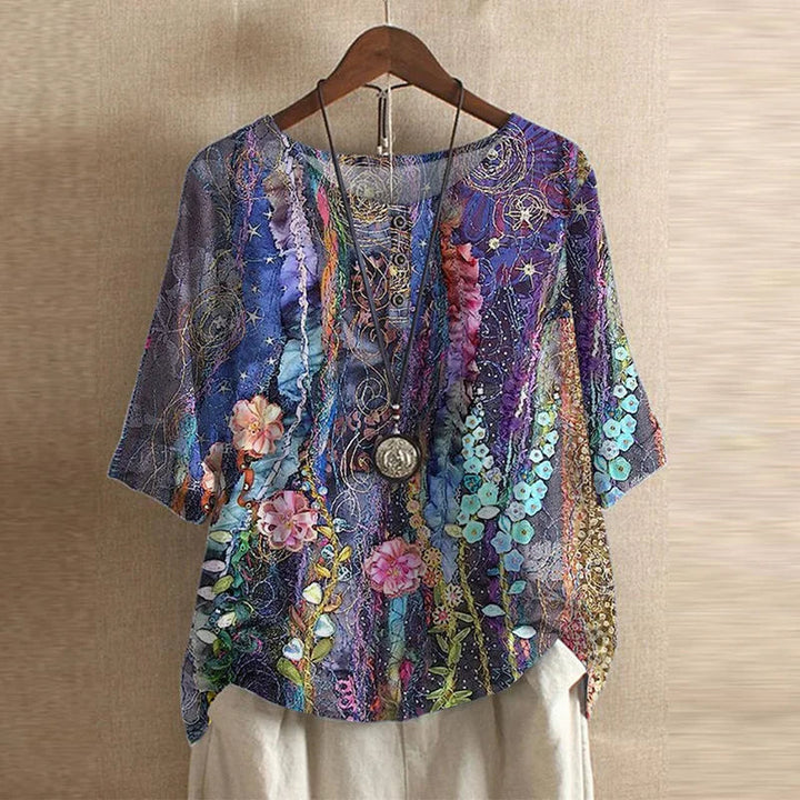 Women’s Half Sleeve Top with Round Neck and Button Detail