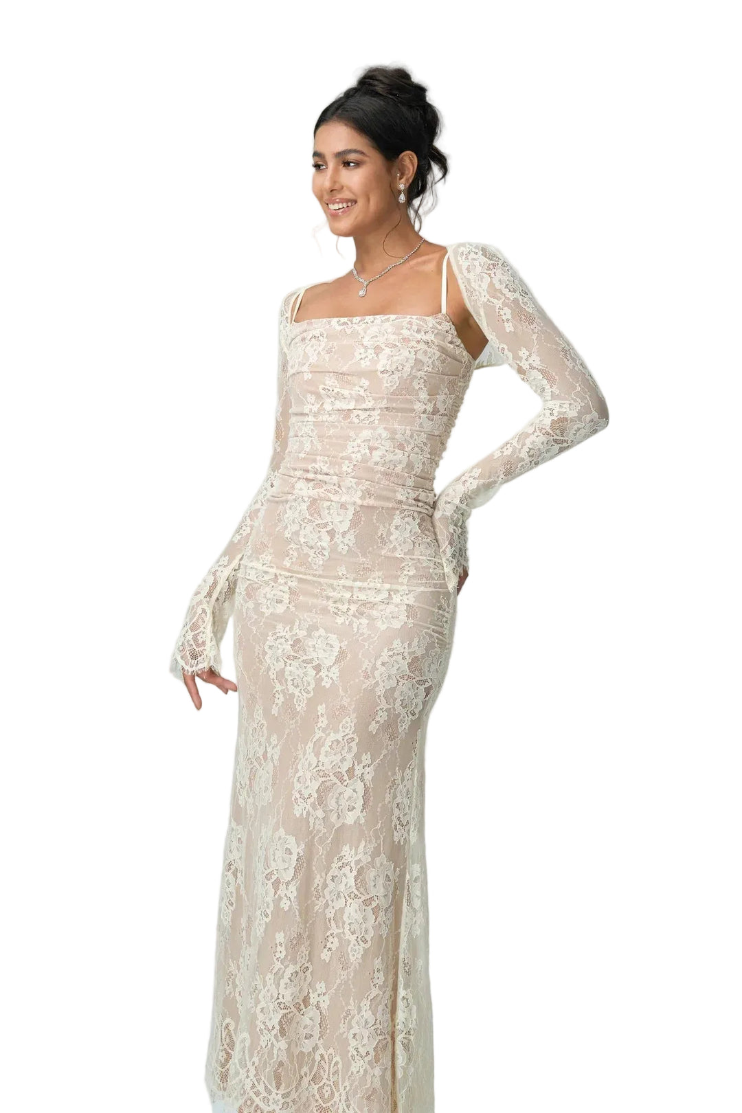 Women's Lace Bodice Velvet Maxi Dress Cyriene Women's Lace Bodice Velvet Maxi Dress Cyriene