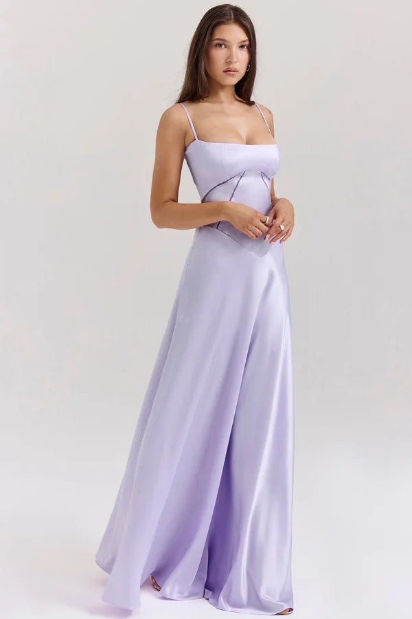 Womens Maxi Dress with Spaghetti Straps and Straight Neckline