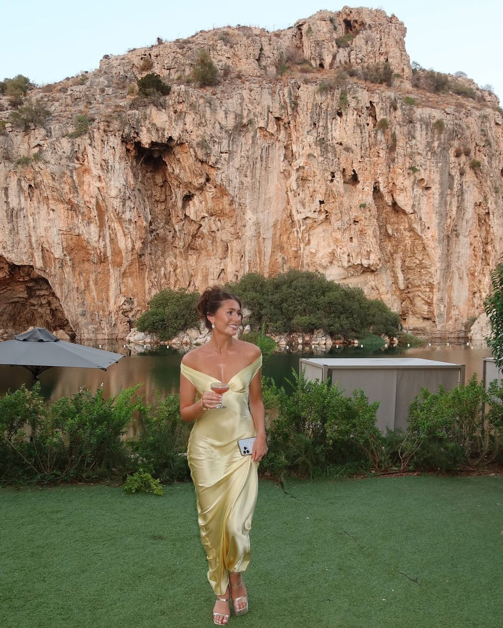 Womens Off Shoulder Maxi Dress with Twist Front Detail