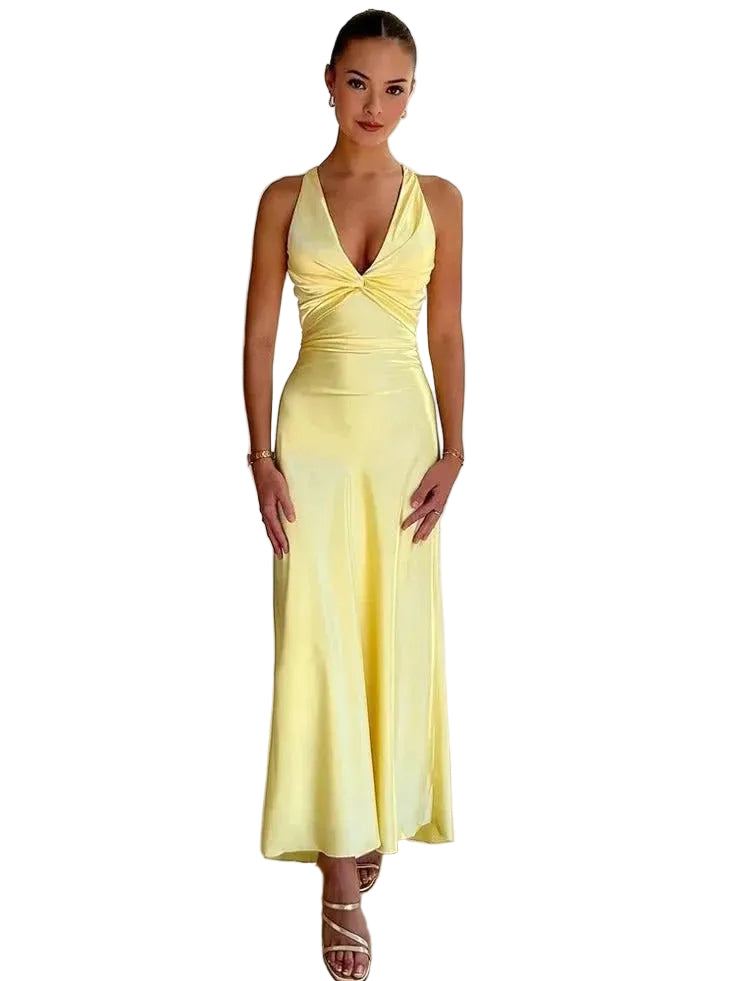 Womens Sleeveless Maxi Dress with Twist Front Detail