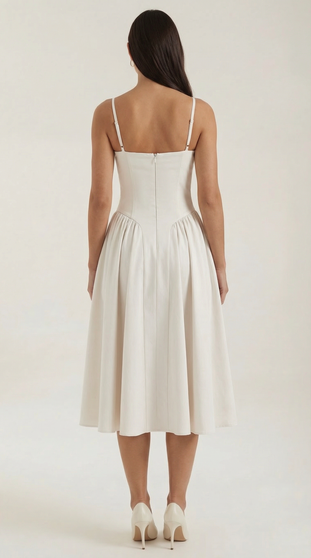 Women’s A-Line Midi Dress with Structured Bodice