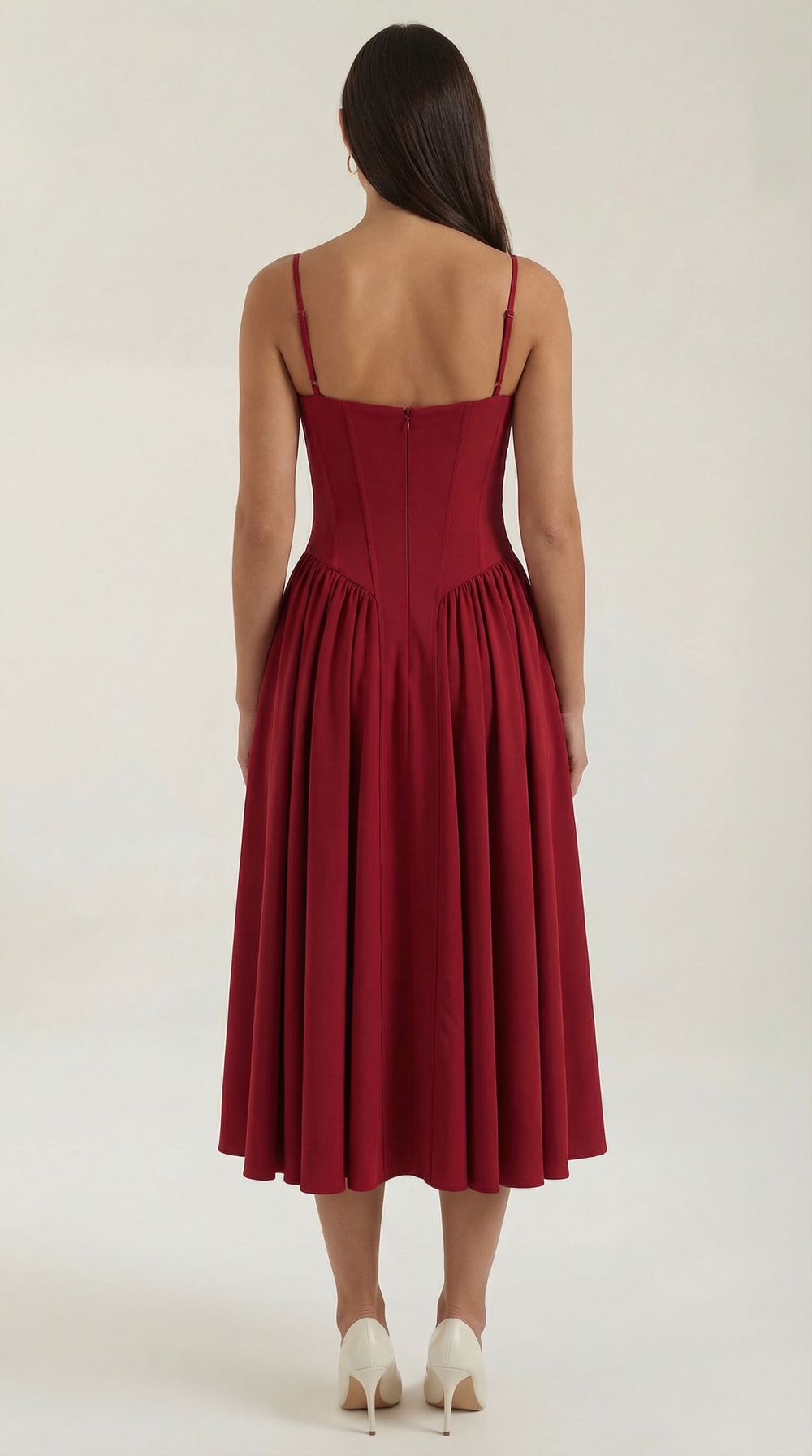 Women’s A-Line Midi Dress with Structured Bodice