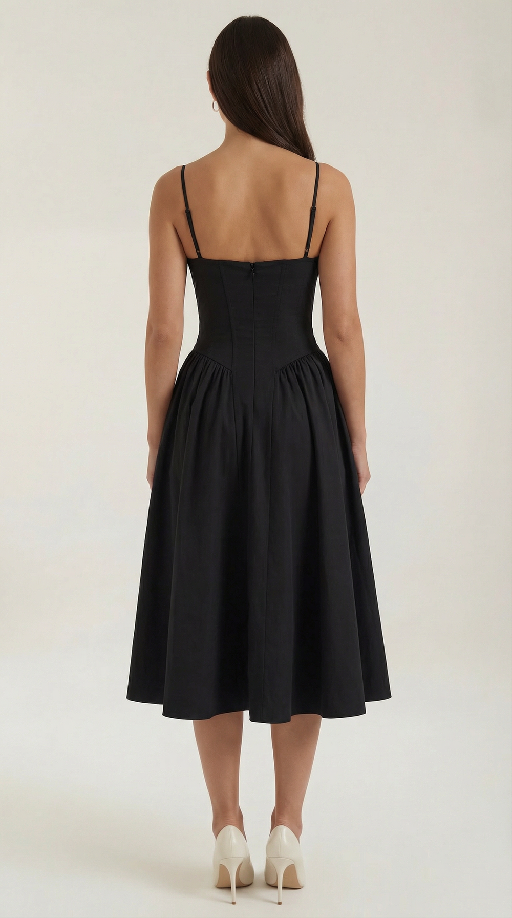 Women’s A-Line Midi Dress with Structured Bodice