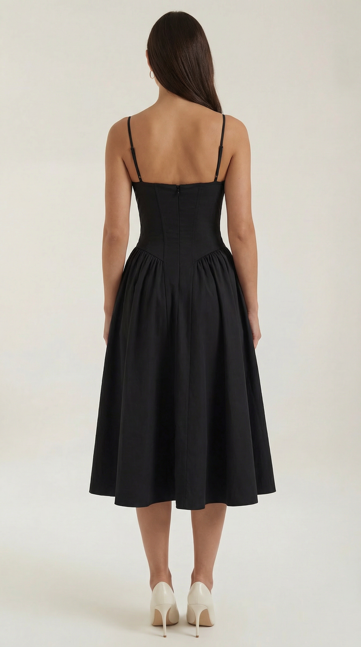 Women’s A-Line Midi Dress with Structured Bodice