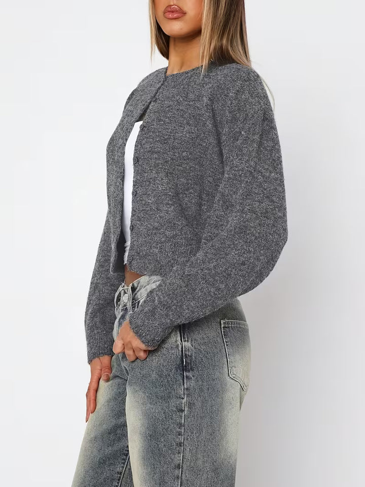 Women’s Cropped Button Front Knit Cardigan