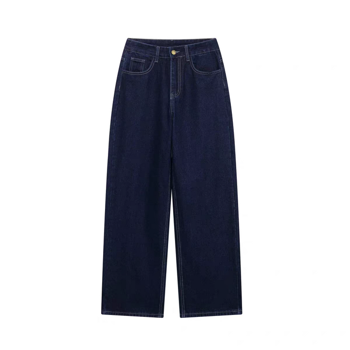 Women’s Denim Two-Piece Set with Belted Jacket and Straight-Leg Jeans