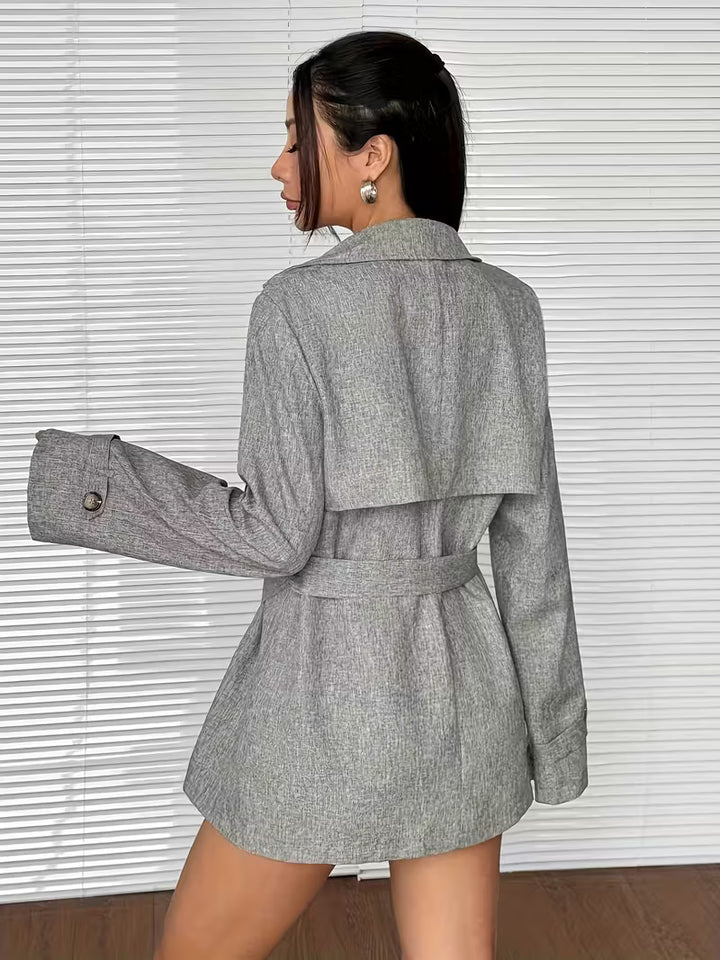 Women’s Double Breasted Belted Blazer Jacket