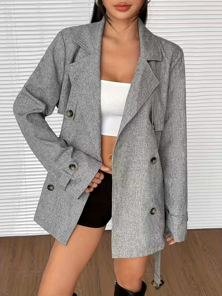Women’s Double Breasted Belted Blazer Jacket