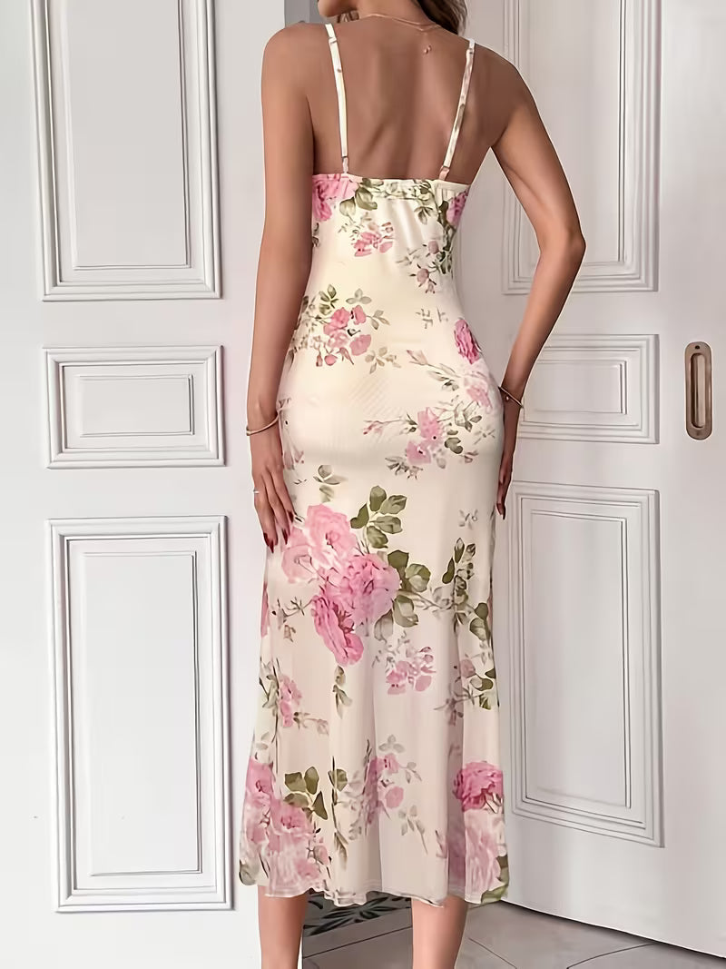 Women’s Floral Print Cami Midi Dress