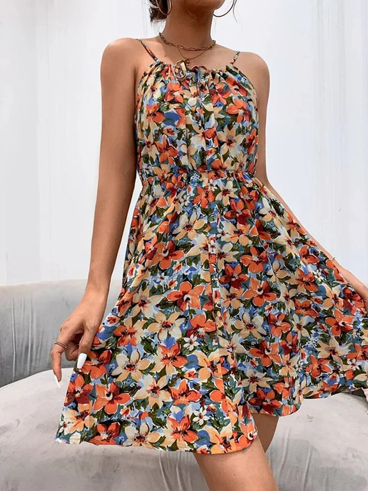 Women’s Floral Print Spaghetti Strap Mini Dress