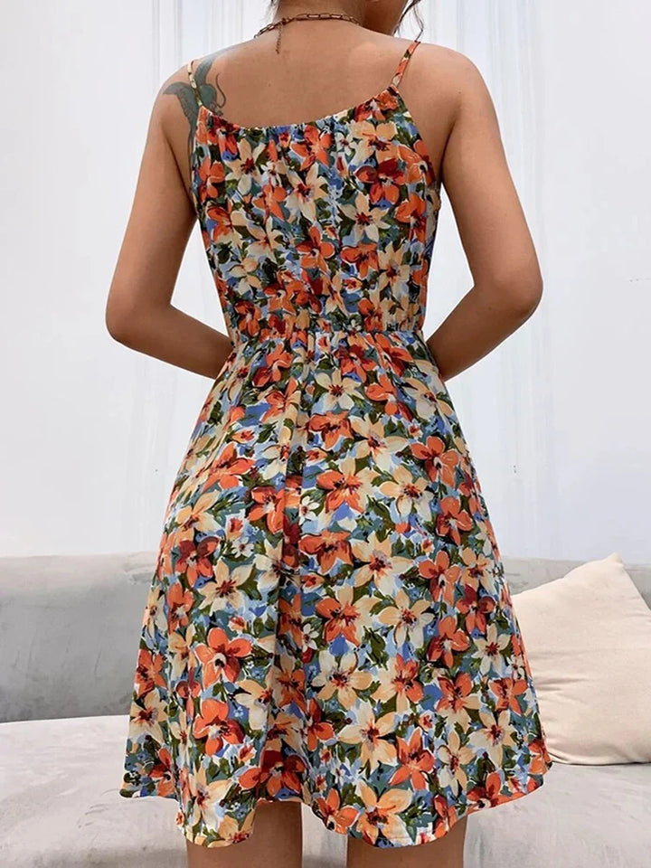 Women’s Floral Print Spaghetti Strap Mini Dress