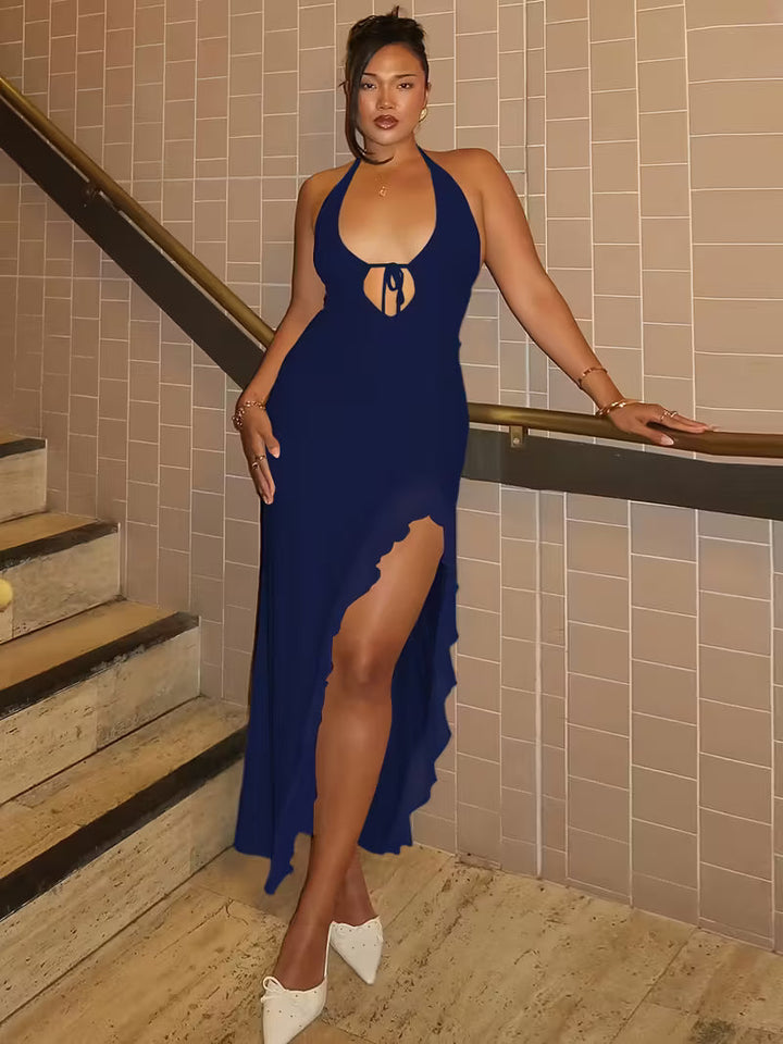 Women’s Halter Neck High Low Maxi Dress