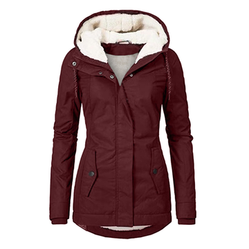 Women’s Hooded Padded Jacket with Front Zip Closure