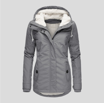 Women’s Hooded Padded Jacket with Front Zip Closure