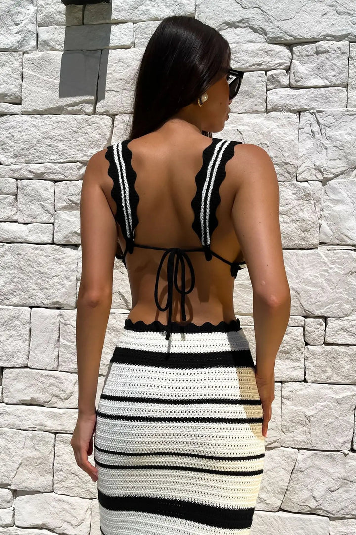 Women’s Two-Piece Knit Bralette and Maxi Skirt Set