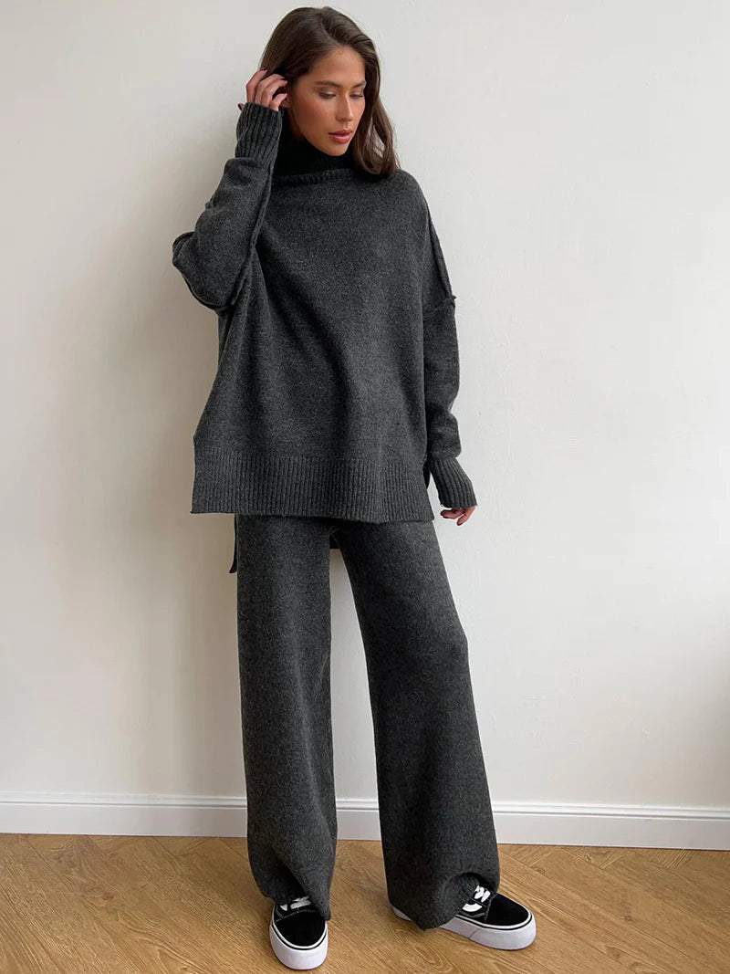 Women’s Knit Jumper and Wide-Leg Trousers Set