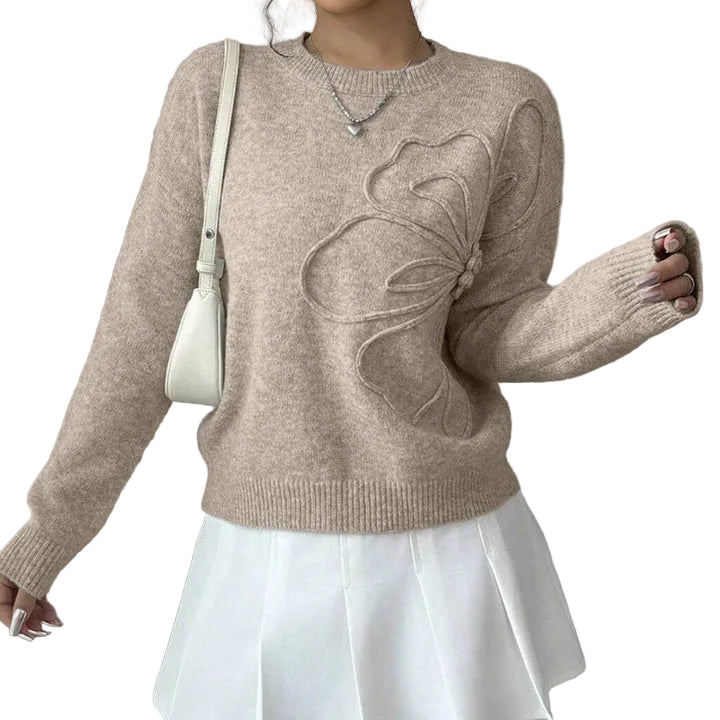 Women’s Knit Jumper with Raised Floral Detail