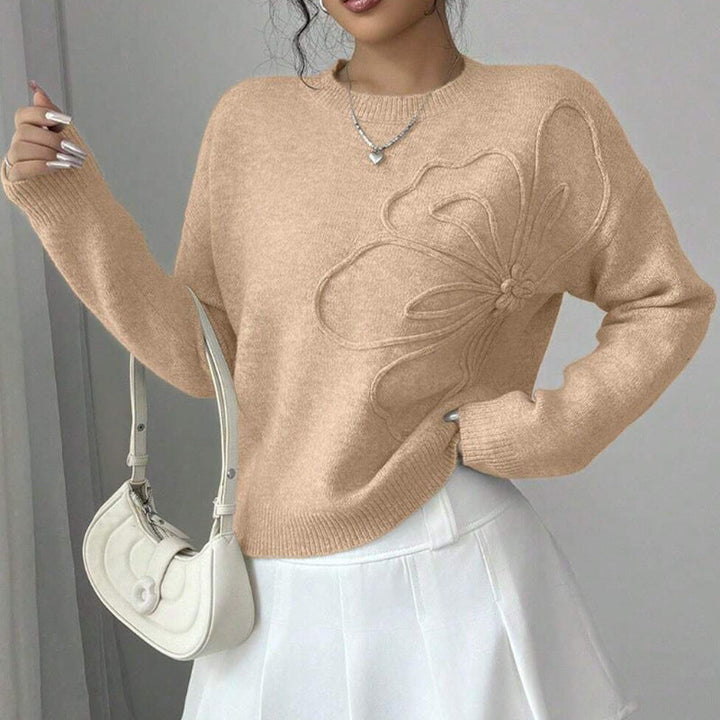 Women’s Knit Jumper with Raised Floral Detail