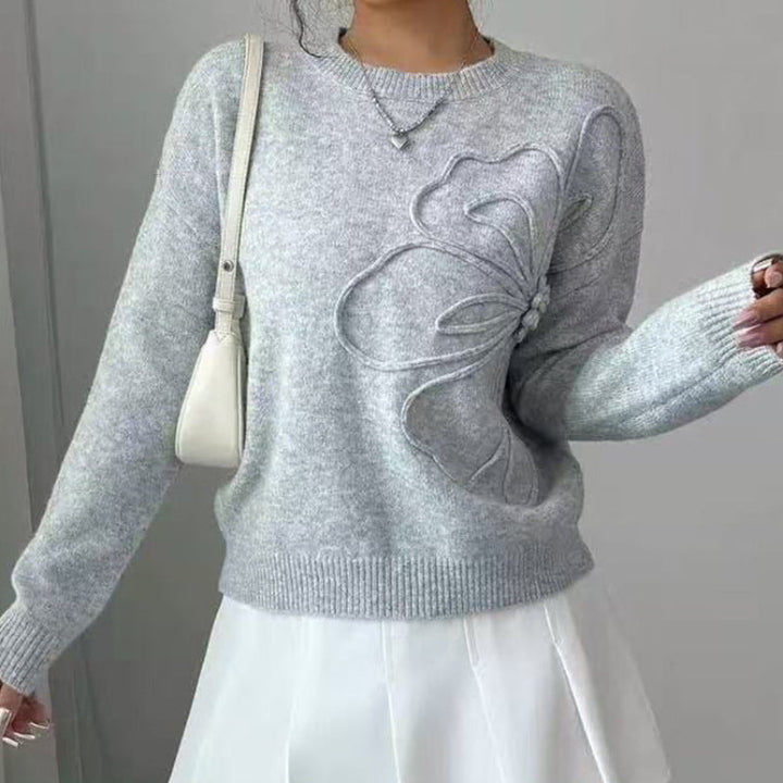 Women’s Knit Jumper with Raised Floral Detail