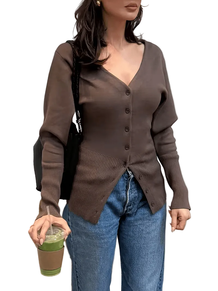 Women’s Long Sleeve Button Front Knit Cardigan Top