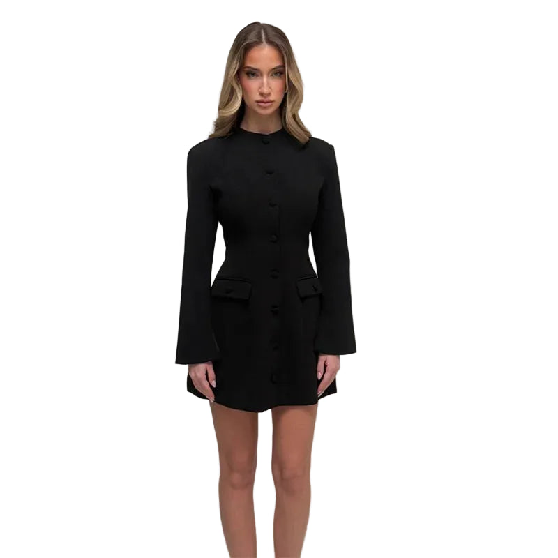 Women’s Long Sleeve Button Front Mini Dress