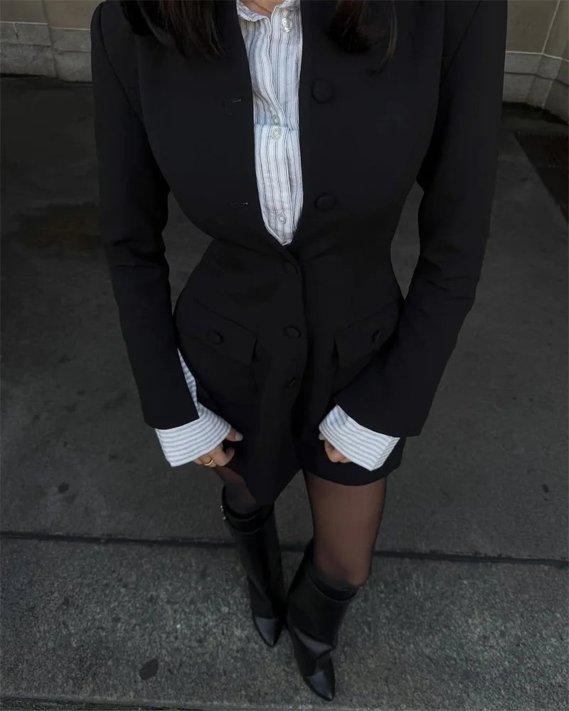 Women’s Long Sleeve Button Front Mini Dress