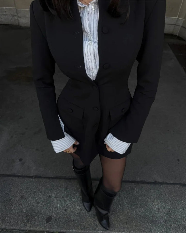 Women’s Long Sleeve Button Front Mini Dress
