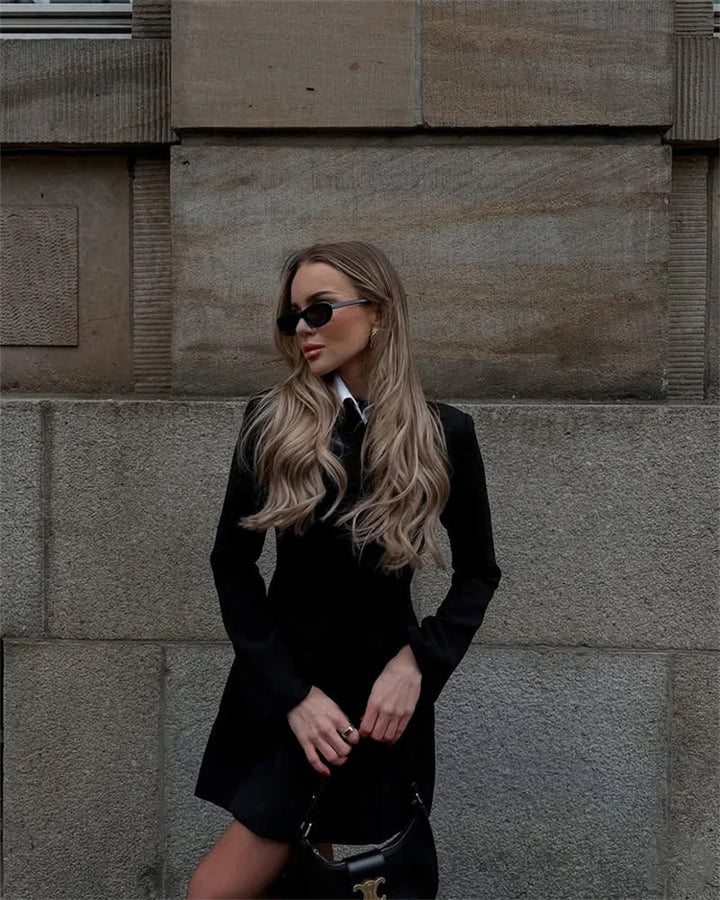 Women’s Long Sleeve Button Front Mini Dress