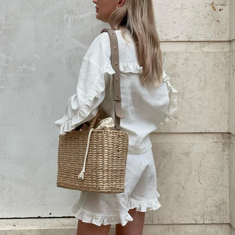 Women’s Long Sleeve Buttoned Top and Ruffle Hem Shorts Set