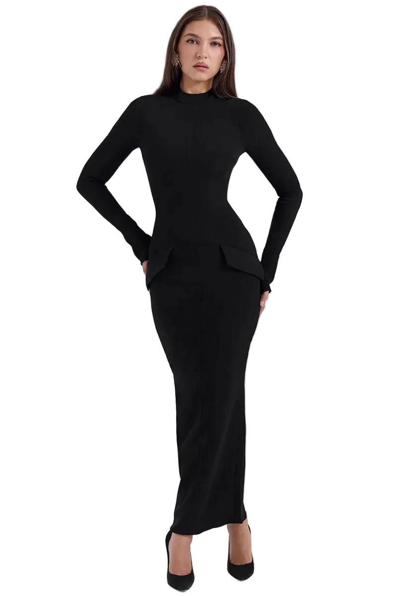 Women’s Long Sleeve High Neck Maxi Dress