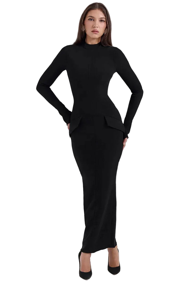 Women’s Long Sleeve High Neck Maxi Dress