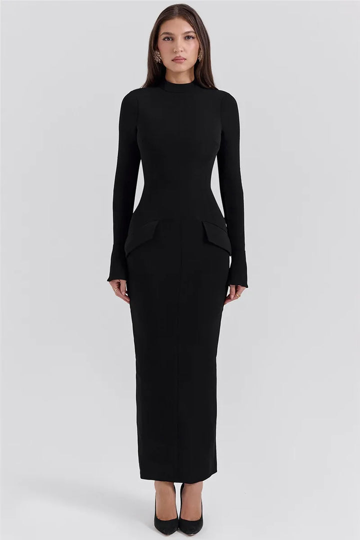 Women’s Long Sleeve High Neck Maxi Dress