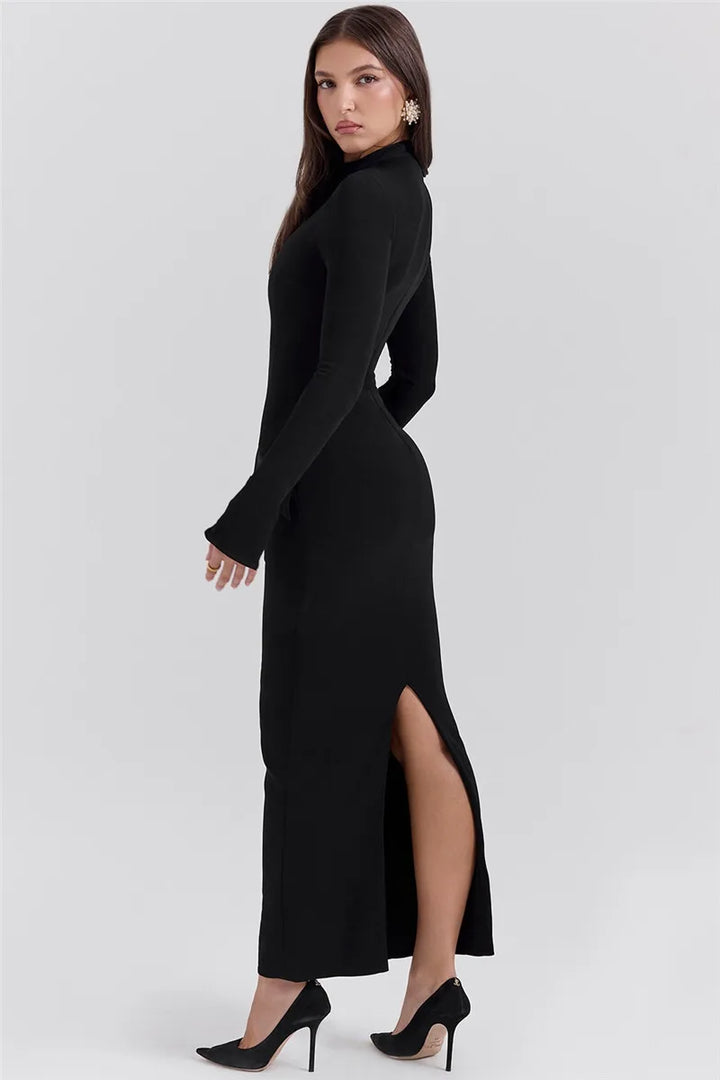 Women’s Long Sleeve High Neck Maxi Dress