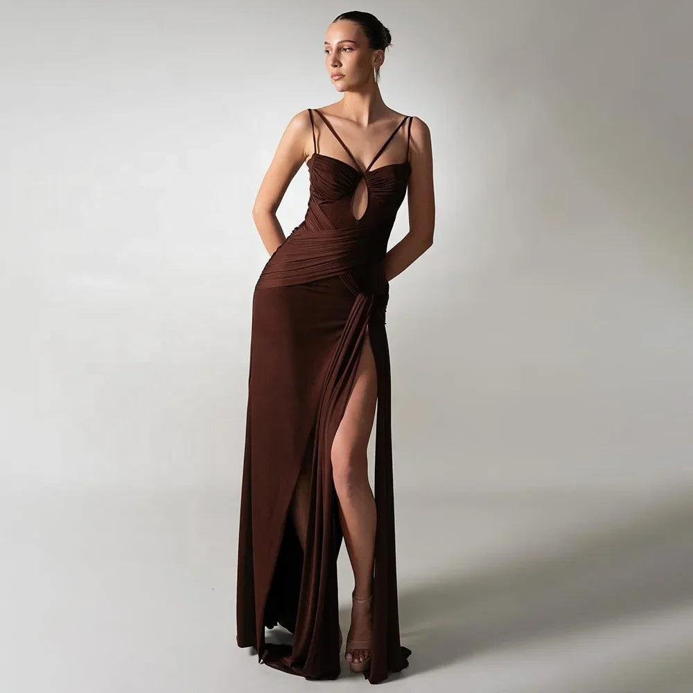 Women’s Maxi Dress with Double Straps and Ruched Bodice