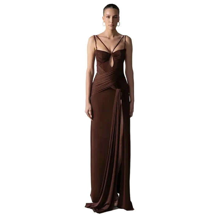 Women’s Maxi Dress with Double Straps and Ruched Bodice