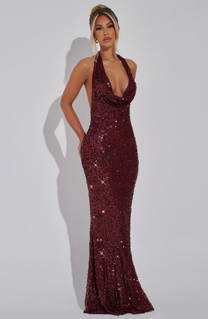 Women’s Maxi Dress with Halter Neck and Cowl Front
