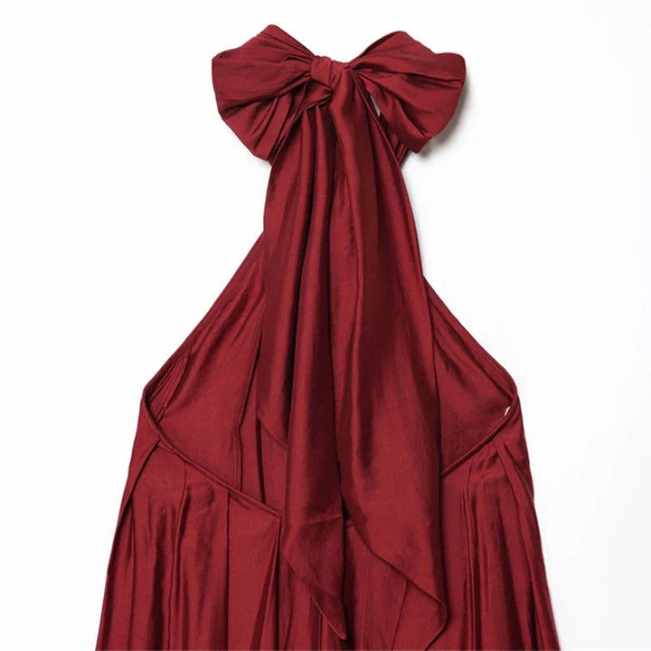 Women’s Maxi Dress with Halter Neck and Draped Front Opening