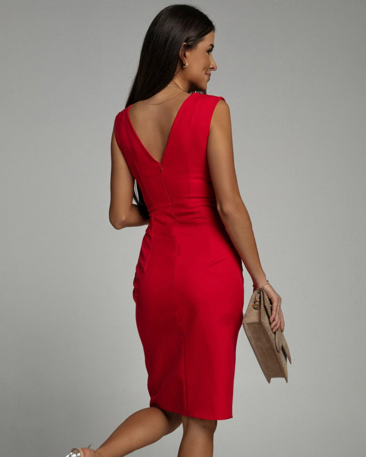 Women’s Midi Wrap Dress with V-Neckline