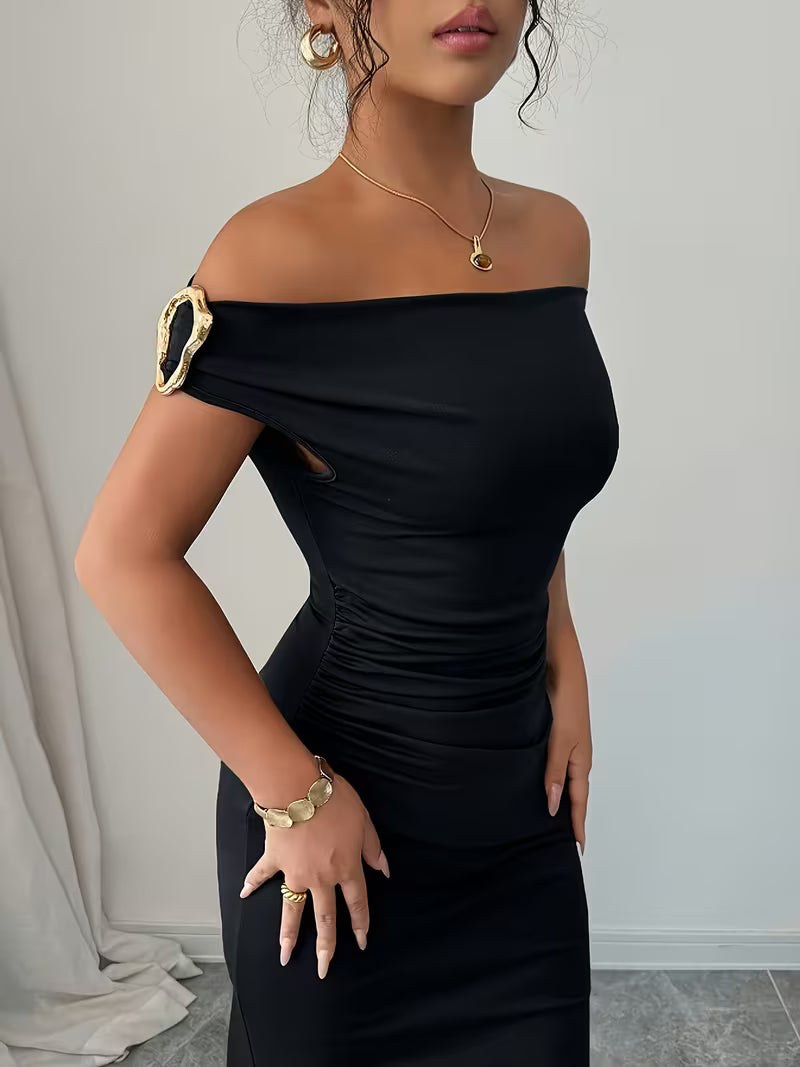 Women’s Off Shoulder Fitted Maxi Dress