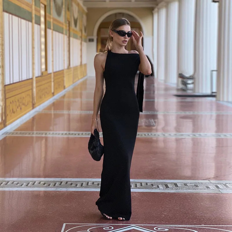 Women’s One-Shoulder Draped Maxi Dress