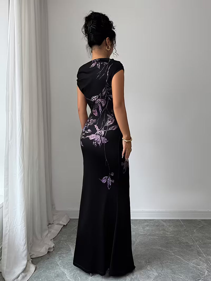 Women’s One Shoulder Floral Print Maxi Dress