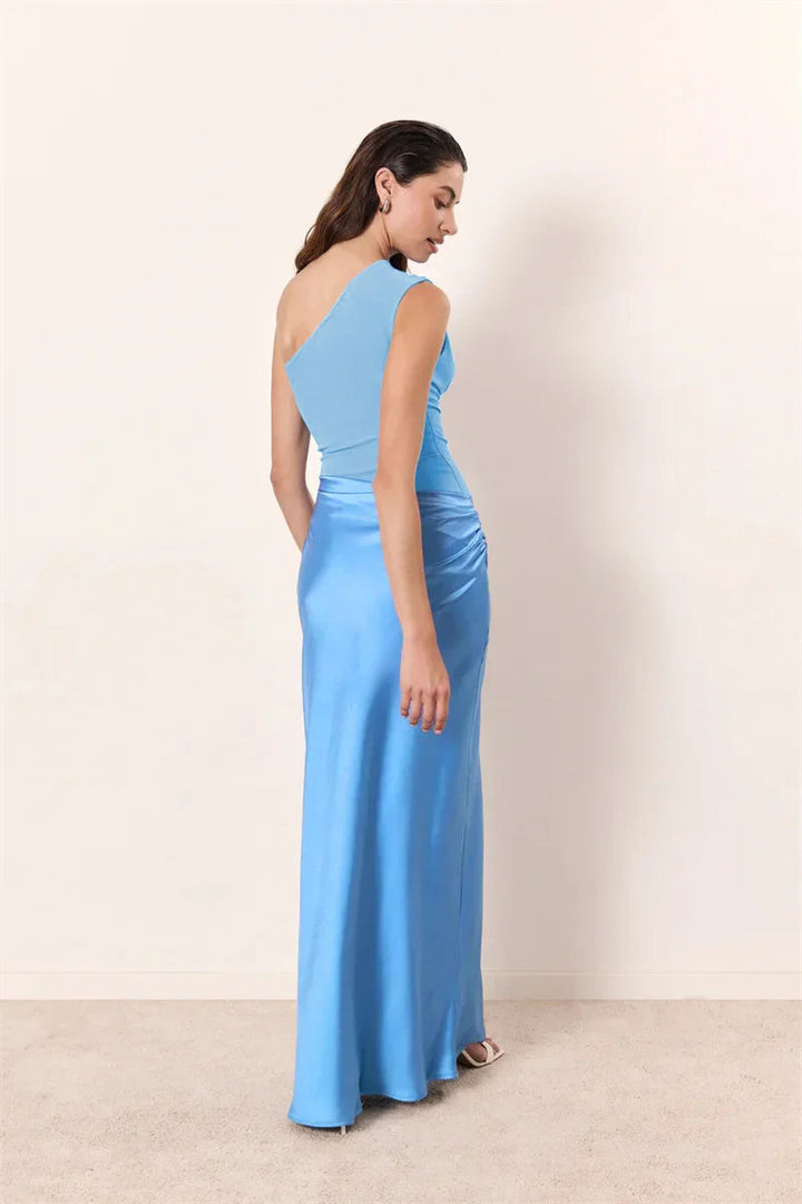 Women’s One-Shoulder Maxi Dress with Draped Waist